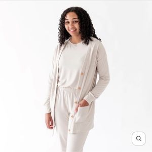 Kyte Bamboo Jersey adult cardigan in Oat